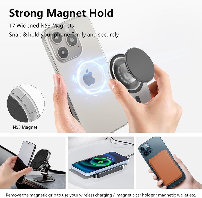 AUROX Magnetic Phone Grip Holder for Magsafe Phone Grips, Expandable Collapsible Phone Grip Stand Holder for Magsafe Stand Compatible with iPhone 17 16 15 14 13 12 Series, Transparent Grass Green - Image 2